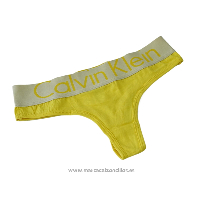 Calvin Klein Mujer Tanga Blateado Amarillo